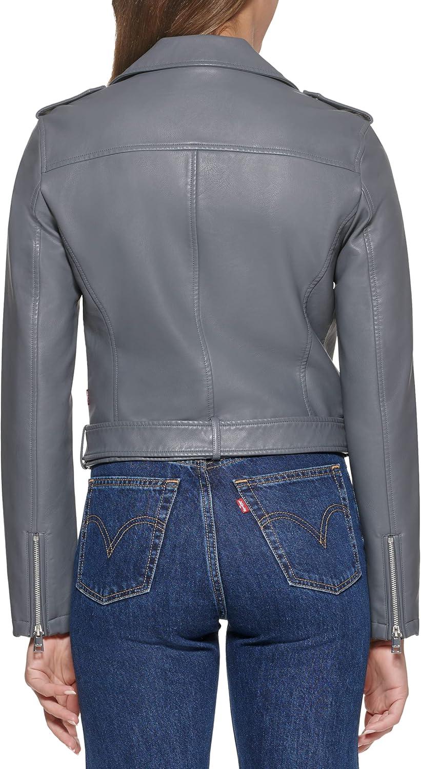 imageLevis Womens The Belted Faux Leather Moto Jacket Regular amp Plus SizeIron Grey