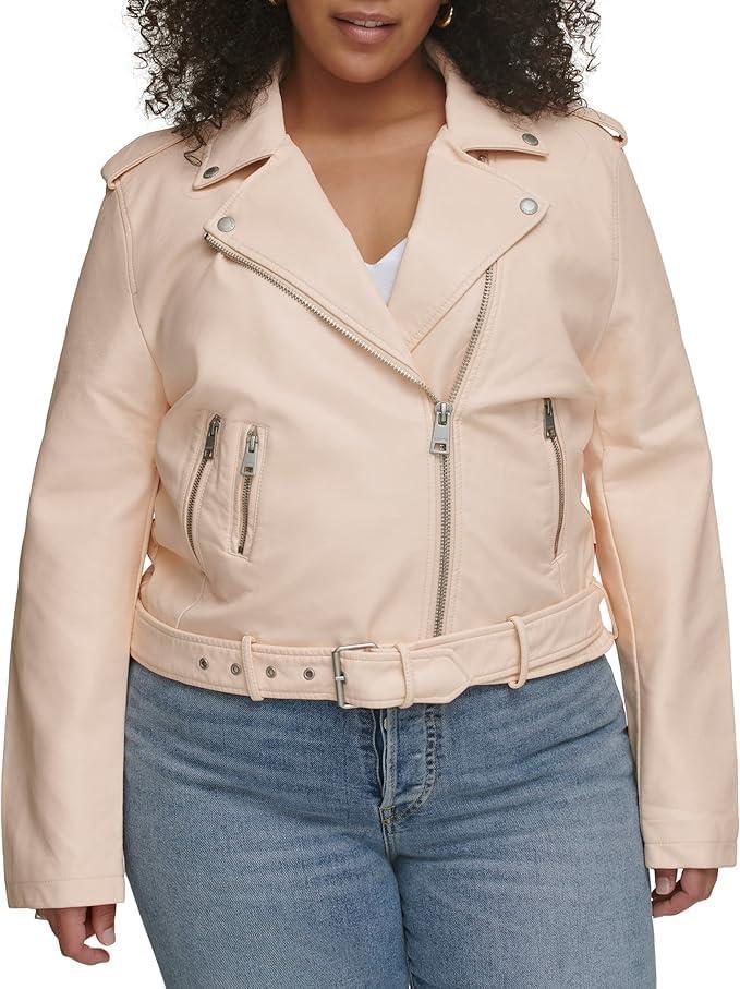 imageLevis Womens The Belted Faux Leather Moto Jacket Regular amp Plus SizePeach
