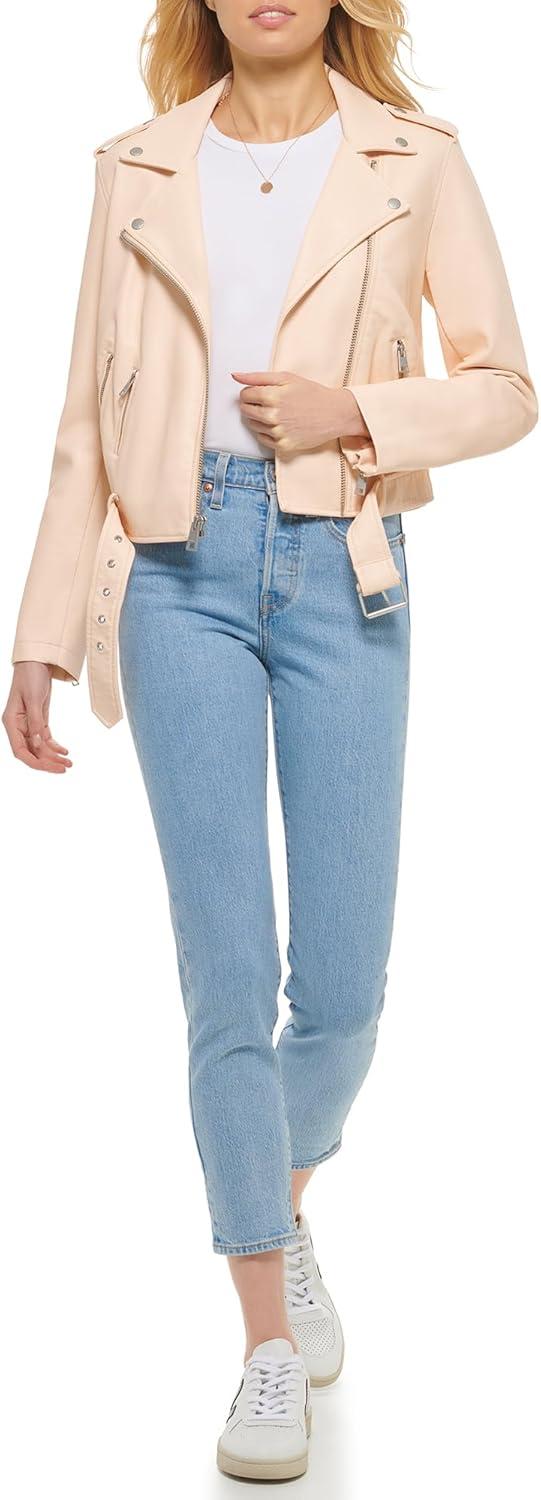 imageLevis Womens The Belted Faux Leather Moto Jacket Regular amp Plus SizePeach