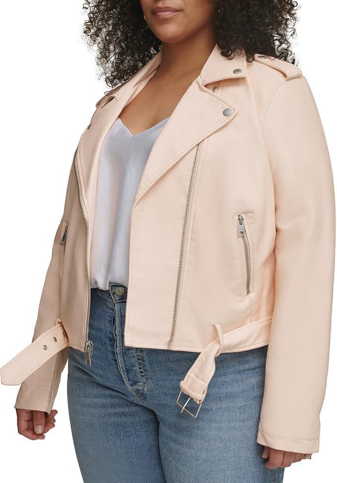 imageLevis Womens The Belted Faux Leather Moto Jacket Regular amp Plus SizePeach