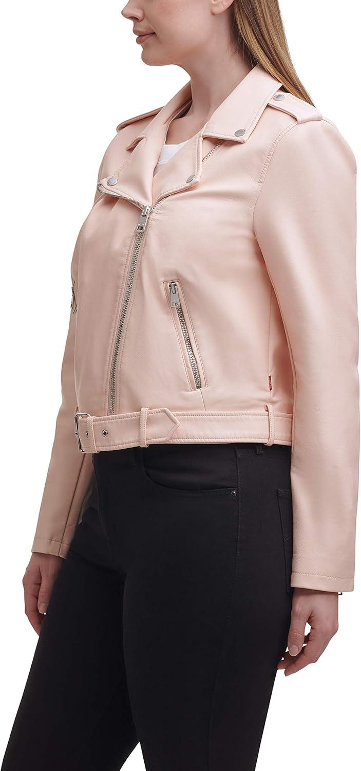 imageLevis Womens The Belted Faux Leather Moto Jacket Regular amp Plus SizePink Scallop Shell