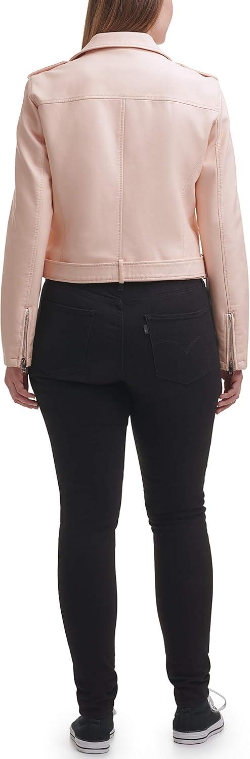 imageLevis Womens The Belted Faux Leather Moto Jacket Regular amp Plus SizePink Scallop Shell