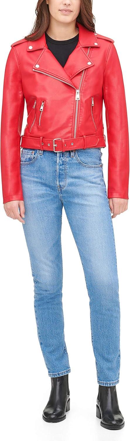 imageLevis Womens The Belted Faux Leather Moto Jacket Regular amp Plus SizeRed