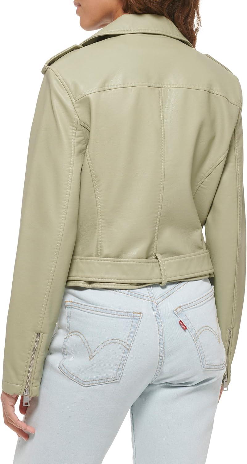 imageLevis Womens The Belted Faux Leather Moto Jacket Regular amp Plus SizeTea Green