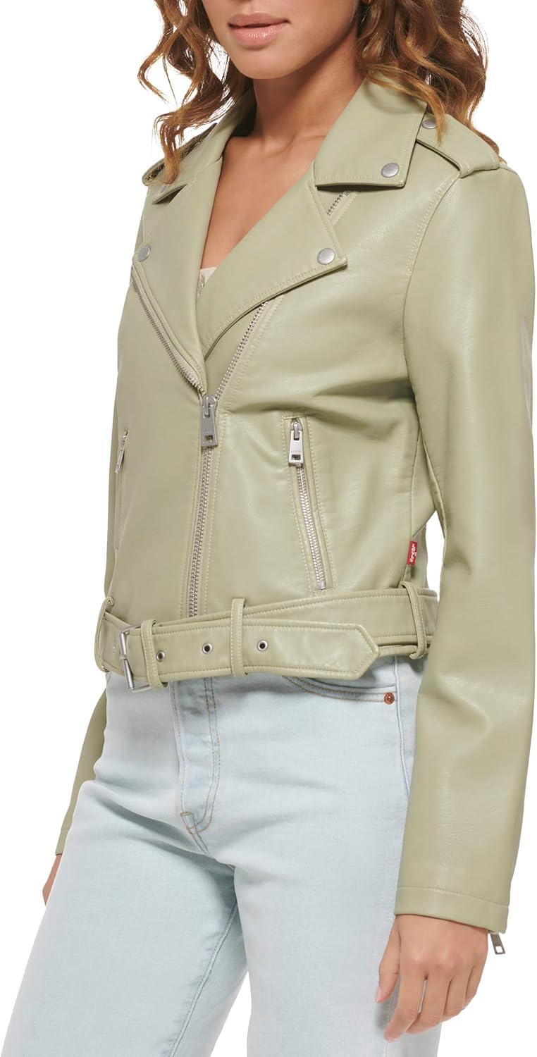 imageLevis Womens The Belted Faux Leather Moto Jacket Regular amp Plus SizeTea Green
