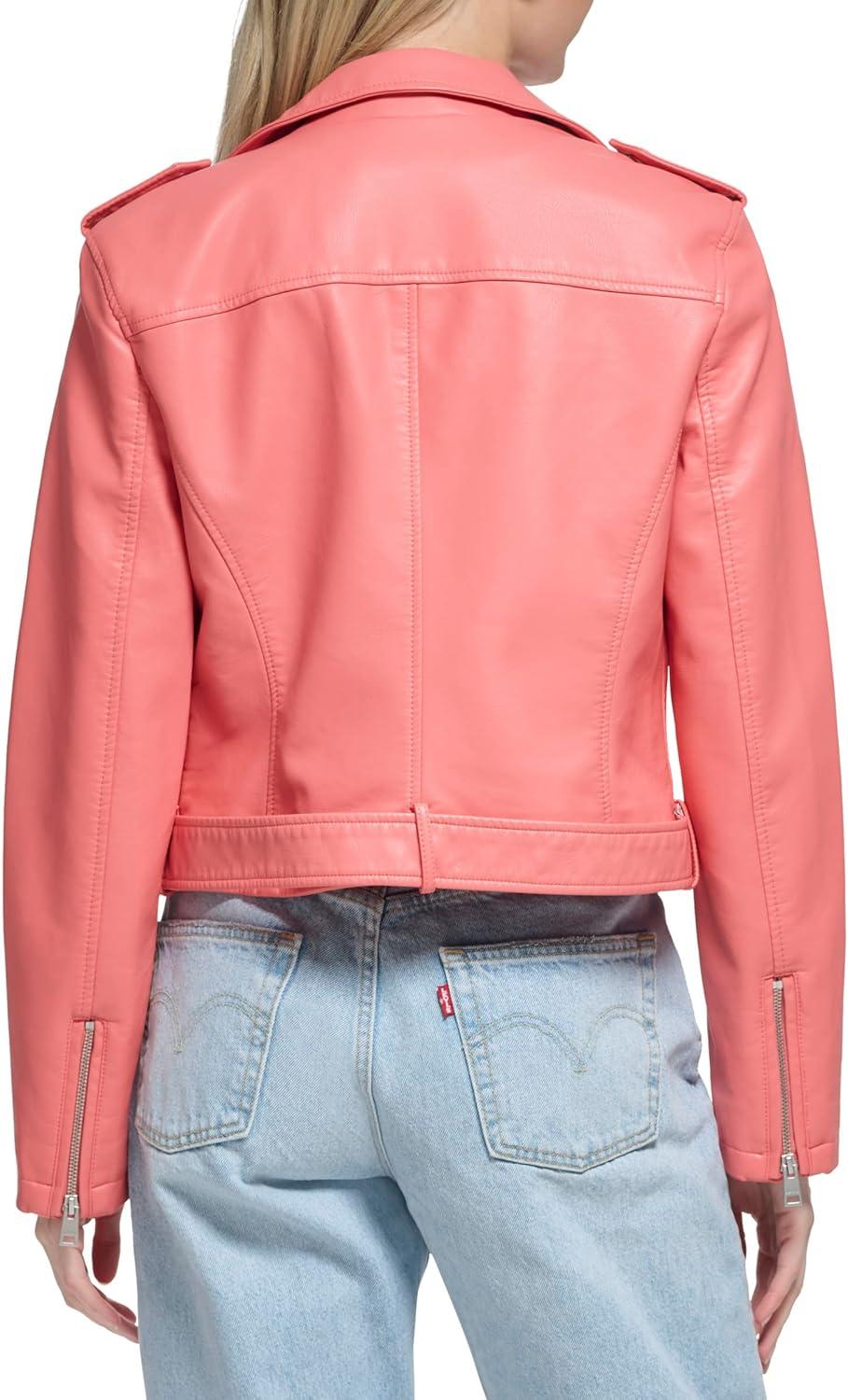 imageLevis Womens The Belted Faux Leather Moto Jacket Regular amp Plus SizeToasted Coral