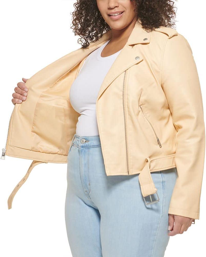 imageLevis Womens The Belted Faux Leather Moto Jacket Regular amp Plus SizeWheat