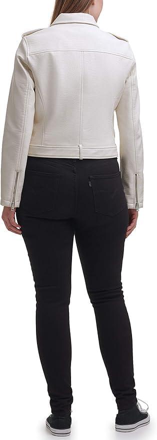 imageLevis Womens The Belted Faux Leather Moto Jacket Regular amp Plus SizeWhite Croc