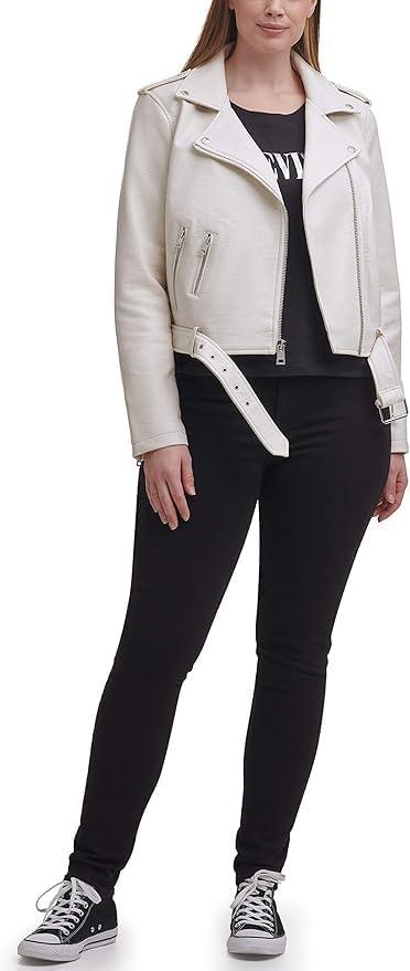 imageLevis Womens The Belted Faux Leather Moto Jacket Regular amp Plus SizeWhite Croc