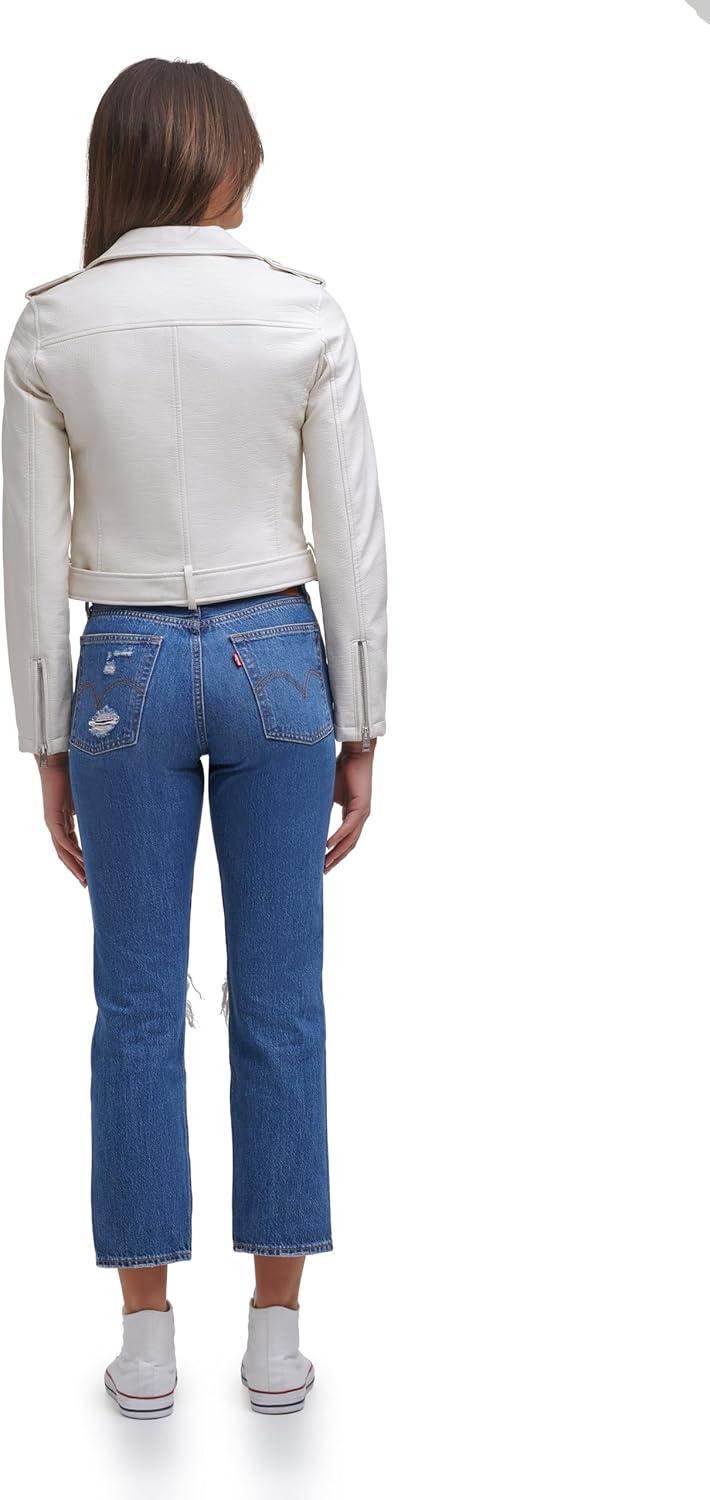 imageLevis Womens The Belted Faux Leather Moto Jacket Regular amp Plus SizeWhite Croc