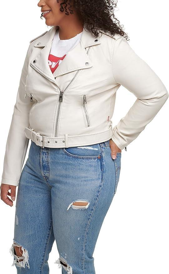 imageLevis Womens The Belted Faux Leather Moto Jacket Regular amp Plus SizeWhite Oyster