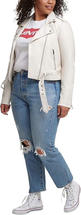 imageLevis Womens The Belted Faux Leather Moto Jacket Regular amp Plus SizeWhite Oyster