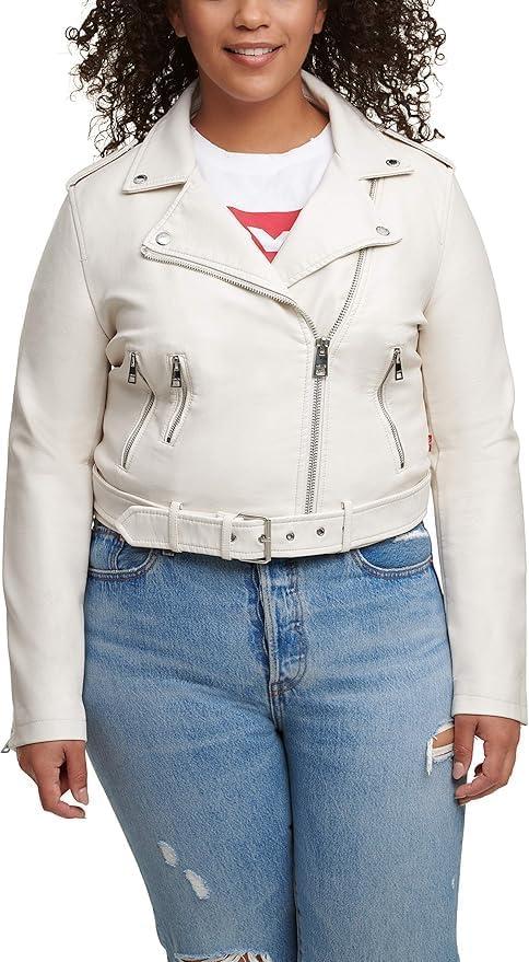 imageLevis Womens The Belted Faux Leather Moto Jacket Regular amp Plus SizeWhite Oyster