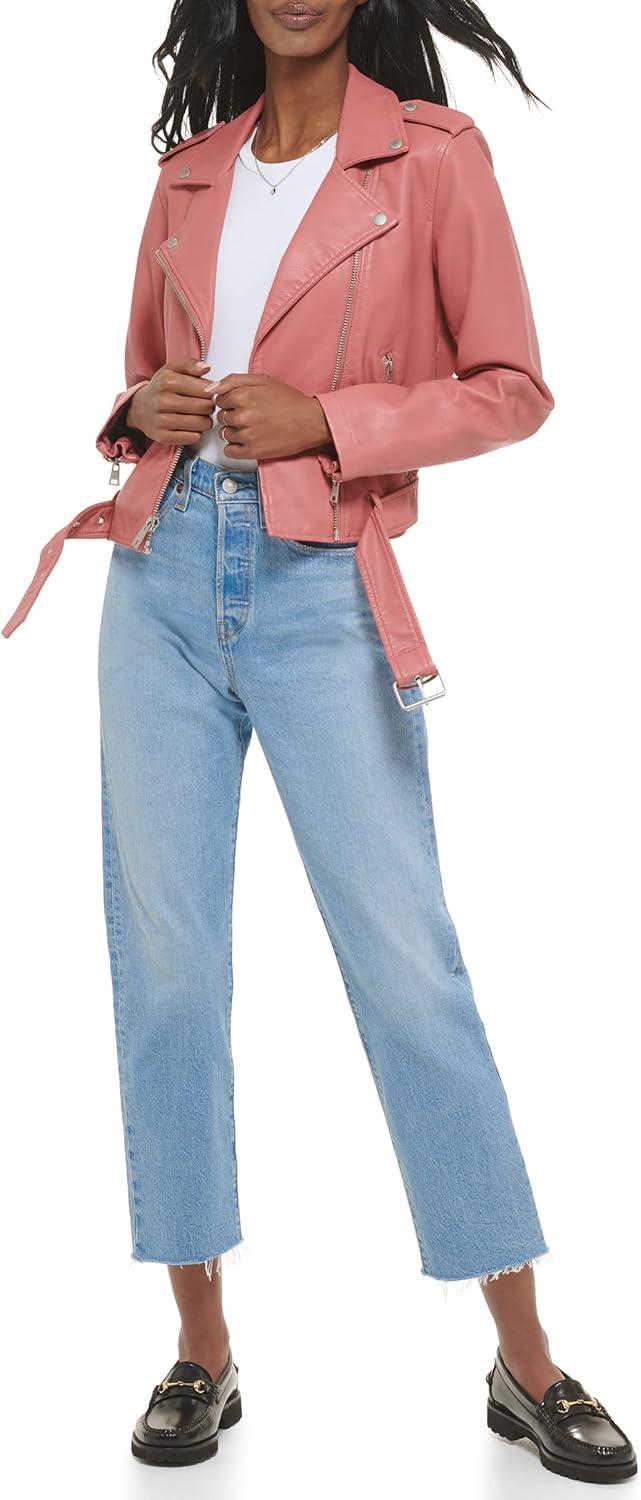 imageLevis Womens The Belted Faux Leather Moto Jacket Regular amp Plus SizeWinter Rose