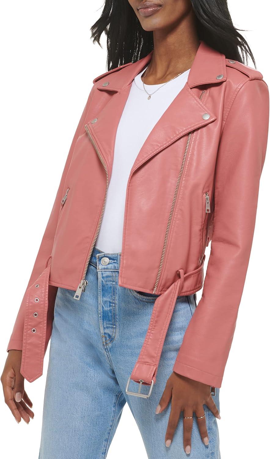 imageLevis Womens The Belted Faux Leather Moto Jacket Regular amp Plus SizeWinter Rose