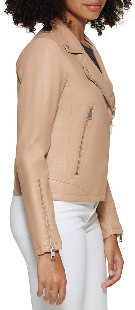 imageLevis womens Vegan Leather 538 Moto Jacket Regular amp Plus SizeBiscotti