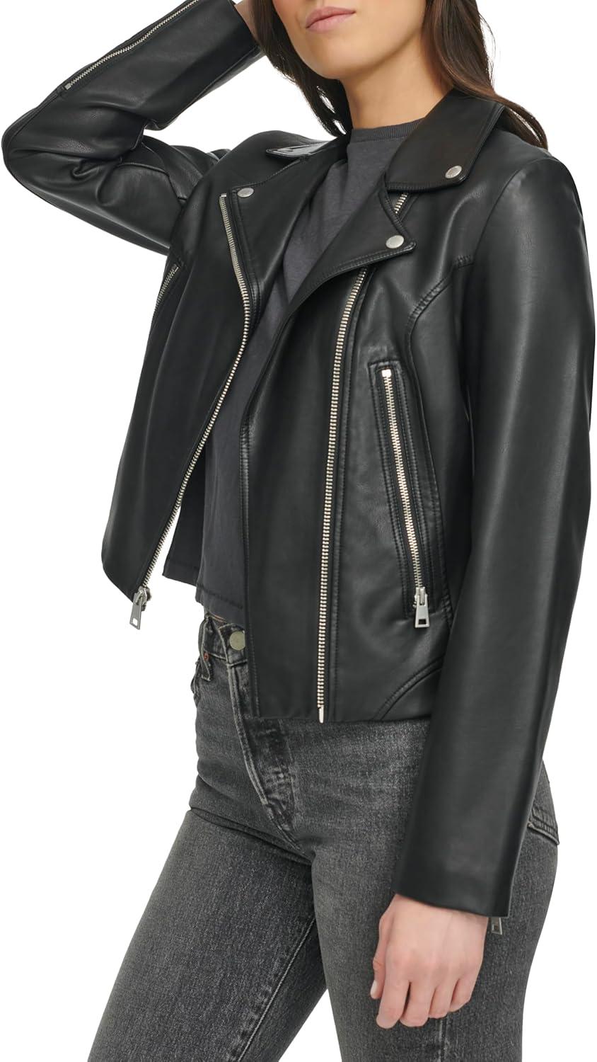 imageLevis womens Vegan Leather 538 Moto Jacket Regular amp Plus SizeBlack