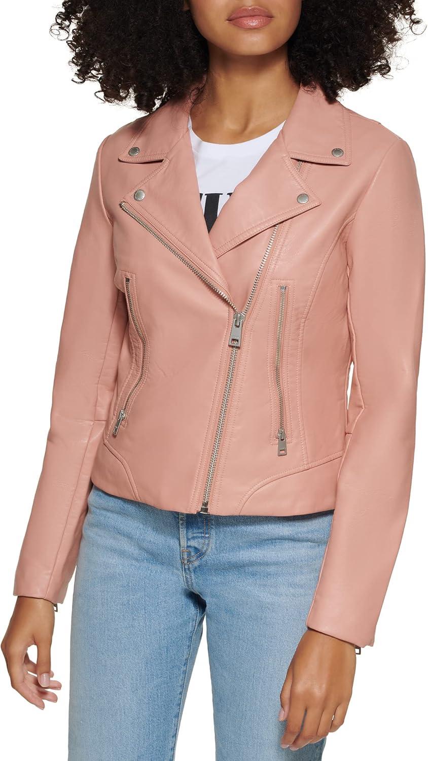 imageLevis womens Vegan Leather 538 Moto Jacket Regular amp Plus SizeCameo Pink