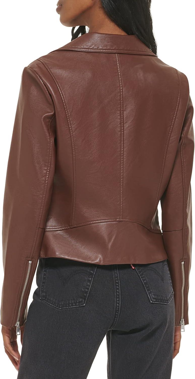 imageLevis womens Vegan Leather 538 Moto Jacket Regular amp Plus SizeChocolBrown
