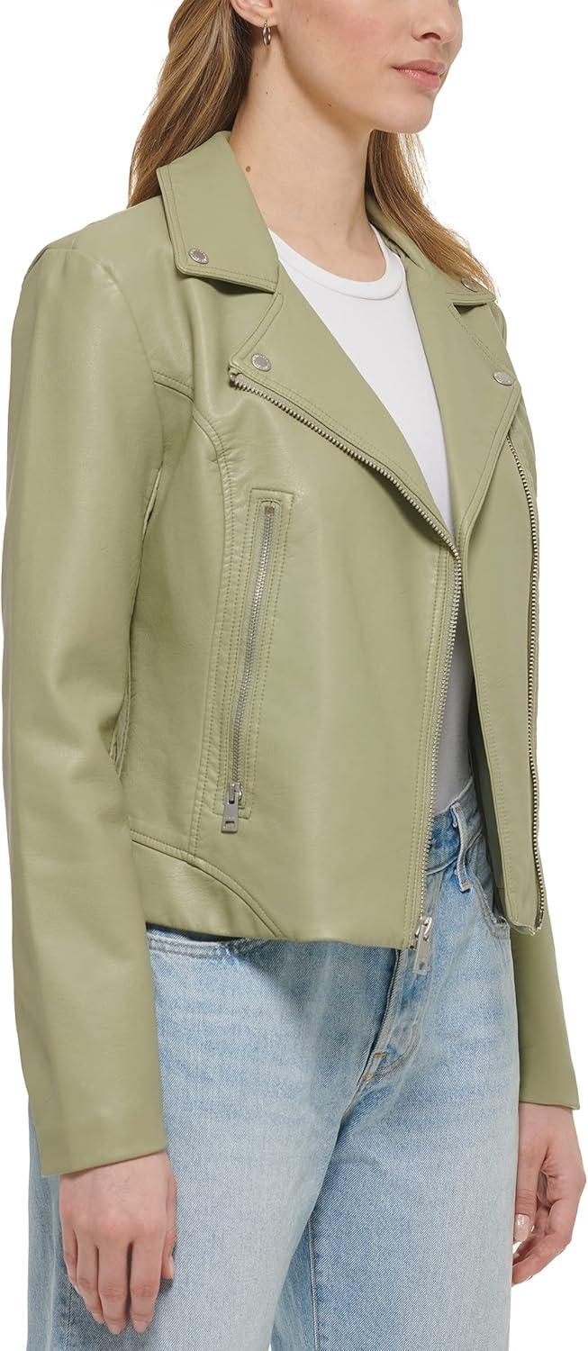 imageLevis womens Vegan Leather 538 Moto Jacket Regular amp Plus SizeGrnCha