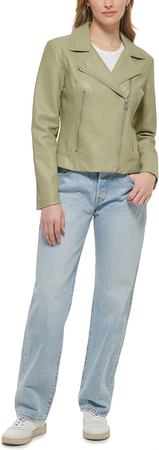 imageLevis womens Vegan Leather 538 Moto Jacket Regular amp Plus SizeGrnCha