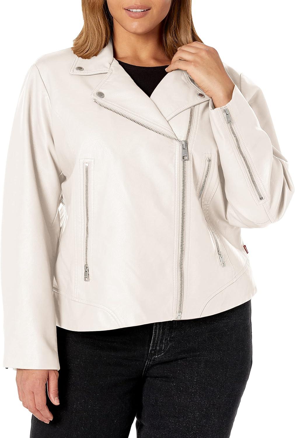 imageLevis womens Vegan Leather 538 Moto Jacket Regular amp Plus SizeOyster