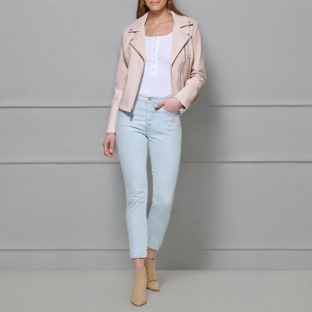 imageLevis womens Vegan Leather 538 Moto Jacket Regular amp Plus SizePeach Blossom