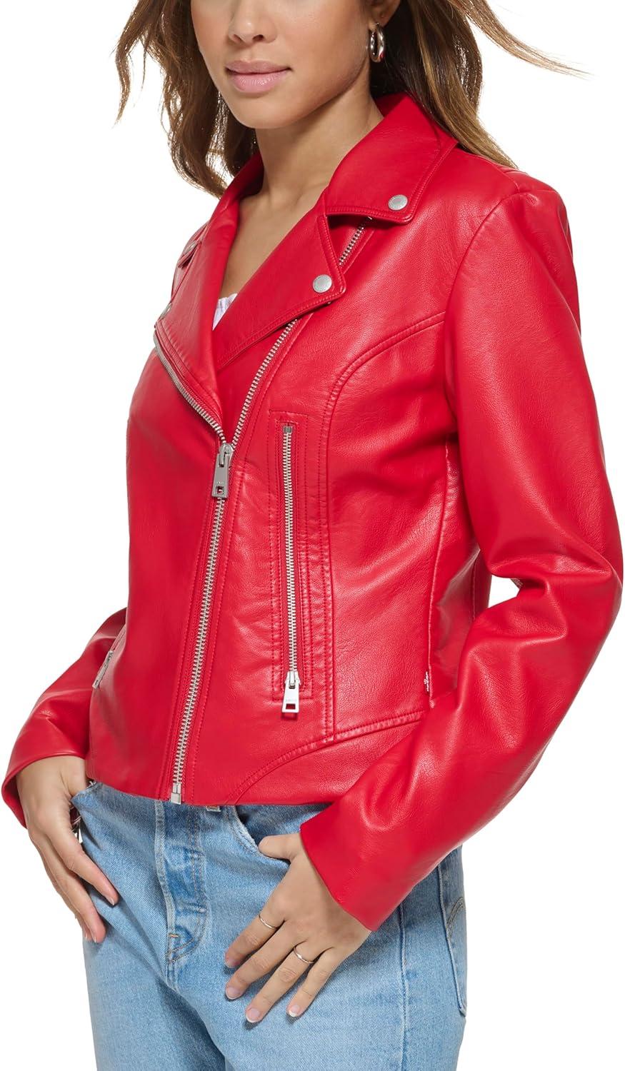 imageLevis womens Vegan Leather 538 Moto Jacket Regular amp Plus SizeRed