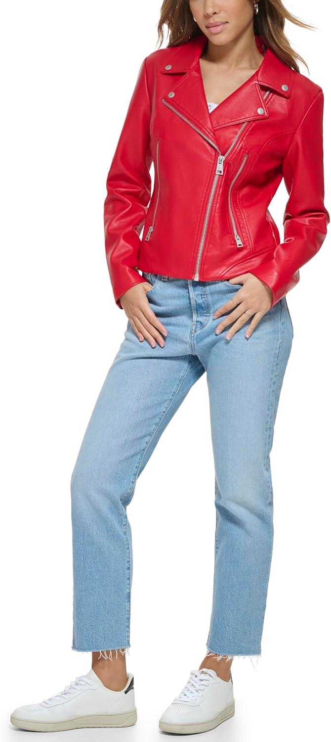 imageLevis womens Vegan Leather 538 Moto Jacket Regular amp Plus SizeRed