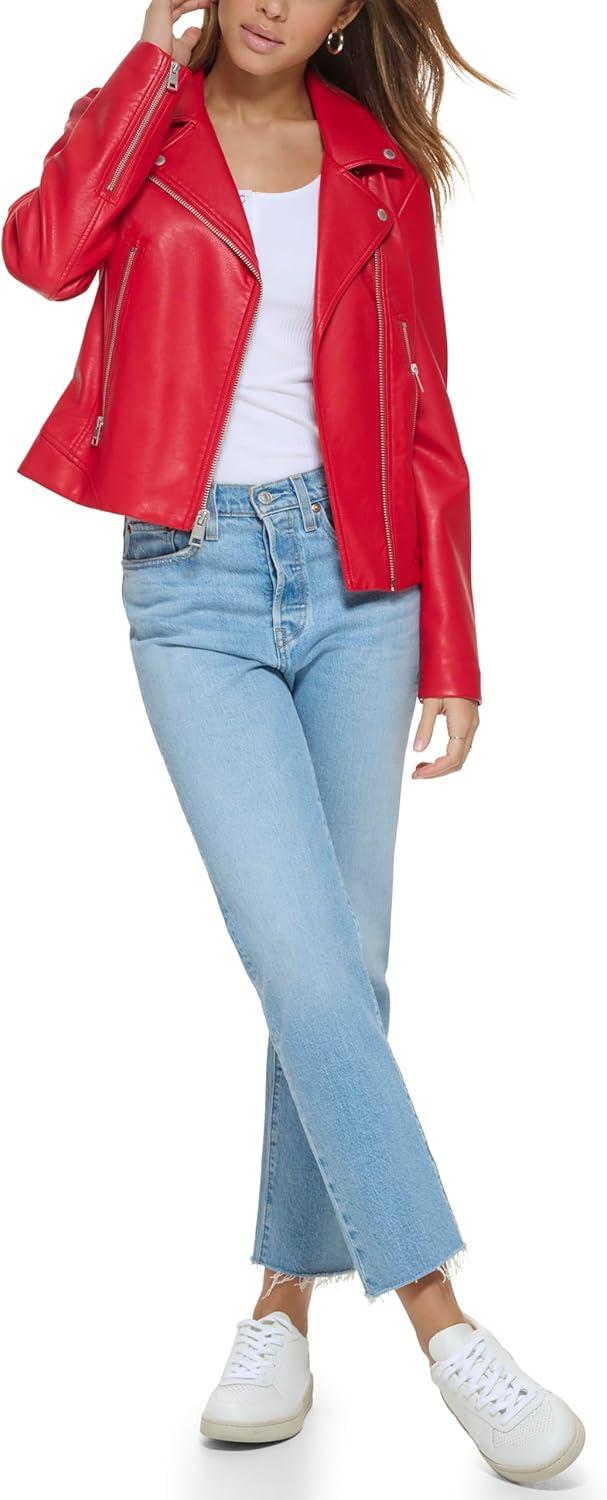 imageLevis womens Vegan Leather 538 Moto Jacket Regular amp Plus SizeRed