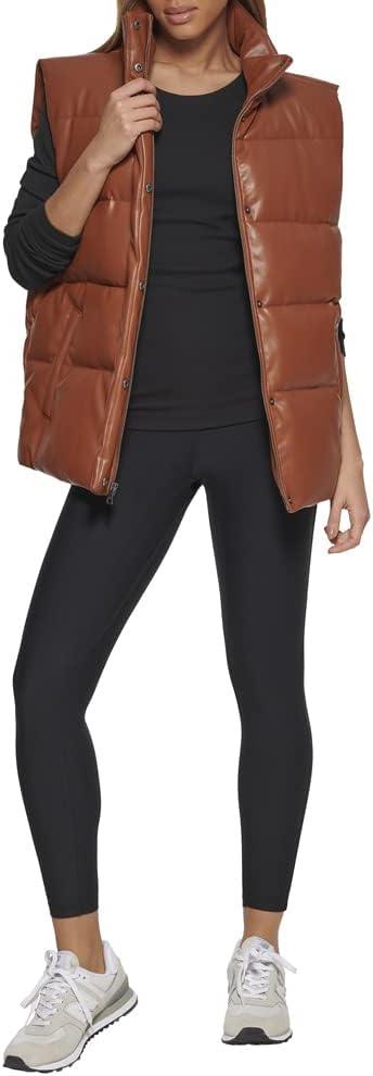 imageLevis womens Vegan Leather Puffer VestCamel