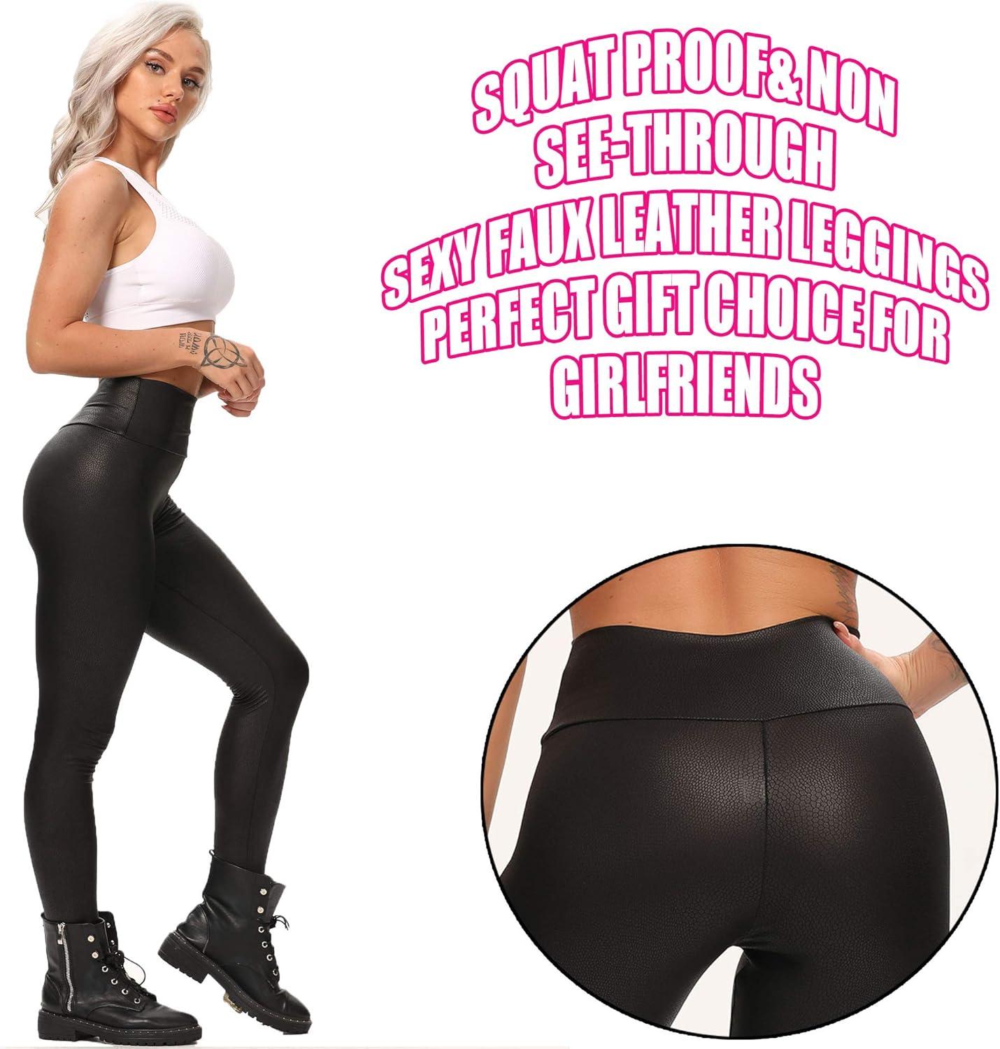 imageRIOJOY Womens Sexy Leather Leggings PU High Waist Butt Lifting Pleather Pants Stretchy Faux Leather Tights Push UpAsnake Pattern Black