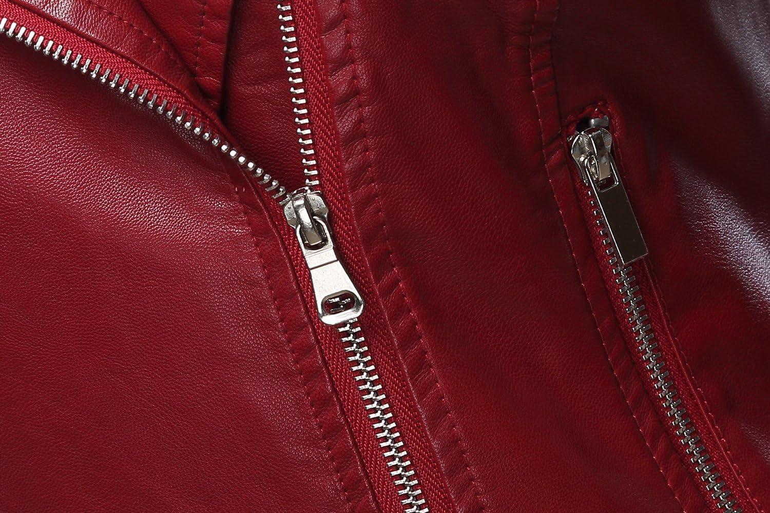 imageTanming Womens Faux Leather Moto Biker Short Coat JacketA Wine Red