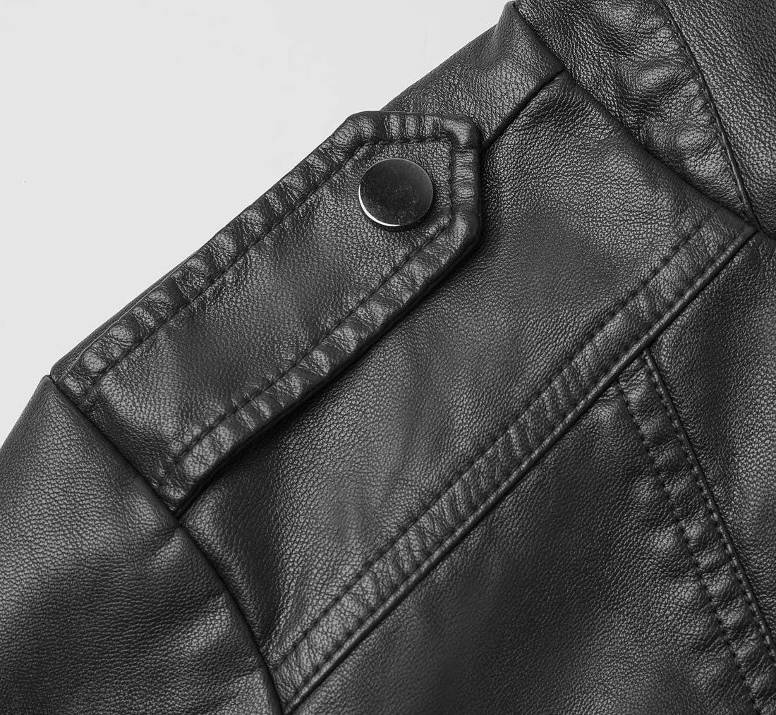 imageTanming Womens Faux Leather Moto Biker Short Coat JacketB Black10