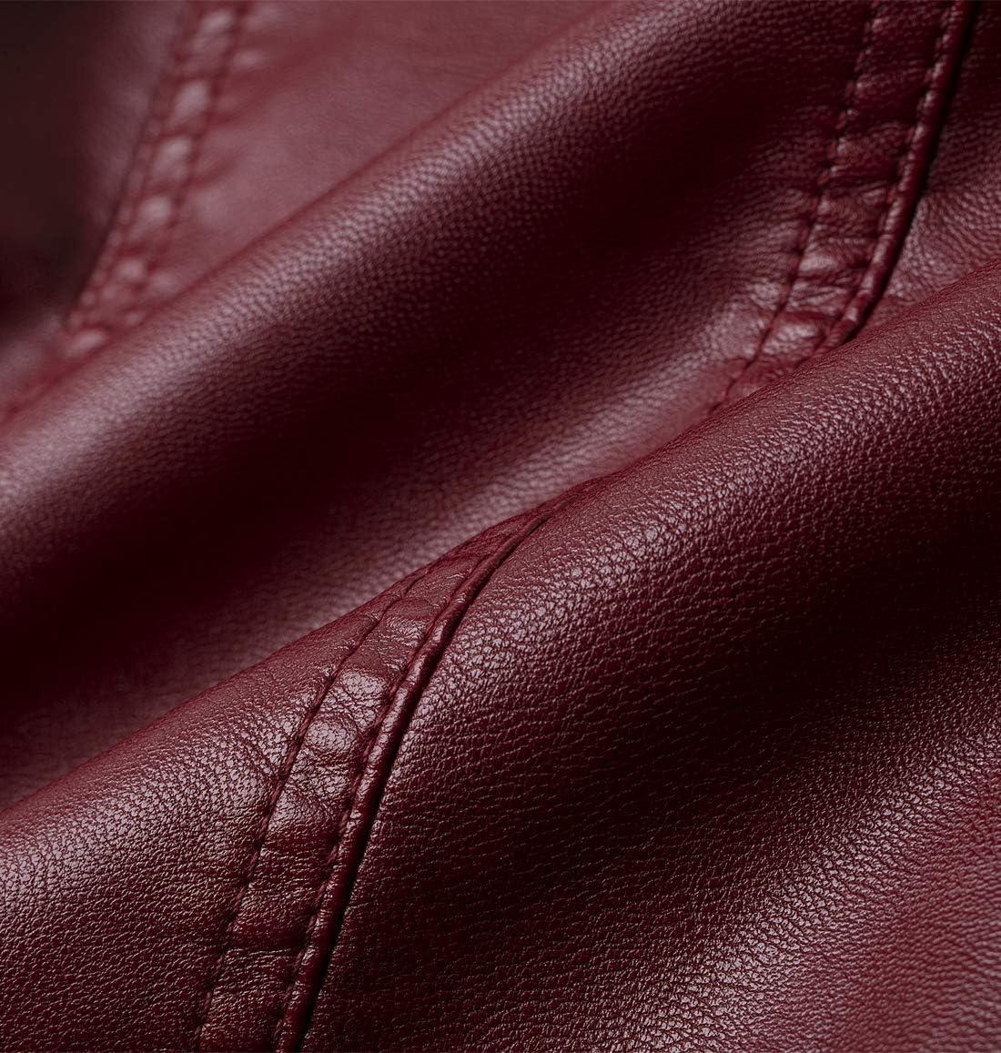 imageTanming Womens Faux Leather Moto Biker Short Coat JacketB Wine Red10