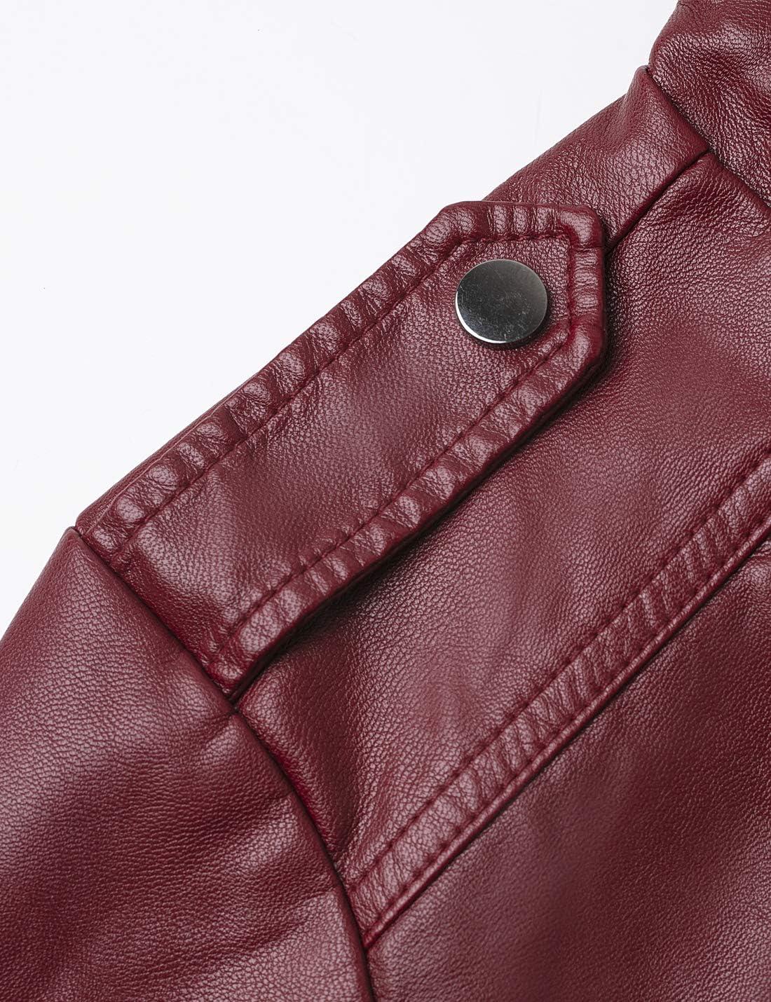 imageTanming Womens Faux Leather Moto Biker Short Coat JacketB Wine Red10