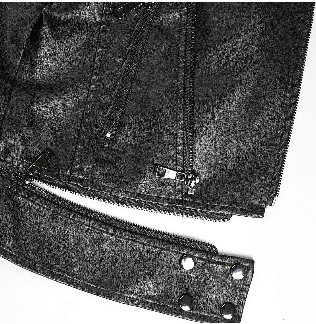 imageTanming Womens Faux Leather Moto Biker Short Coat JacketC Black14