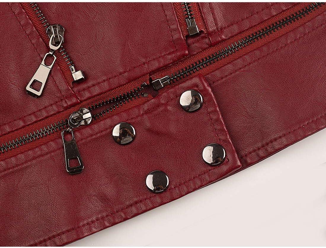 imageTanming Womens Faux Leather Moto Biker Short Coat JacketC Wine Red14
