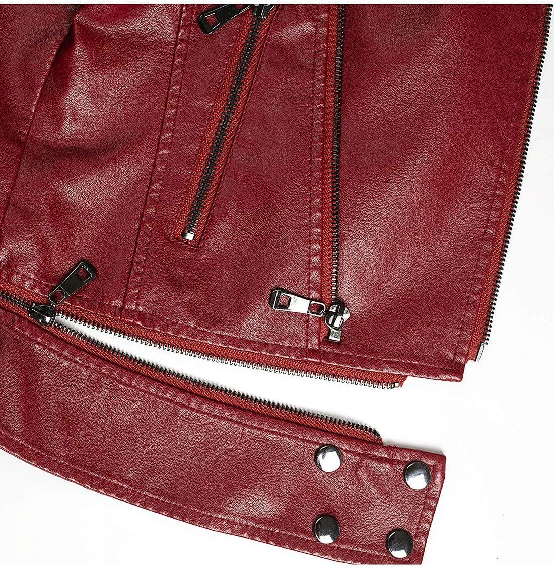 imageTanming Womens Faux Leather Moto Biker Short Coat JacketC Wine Red14