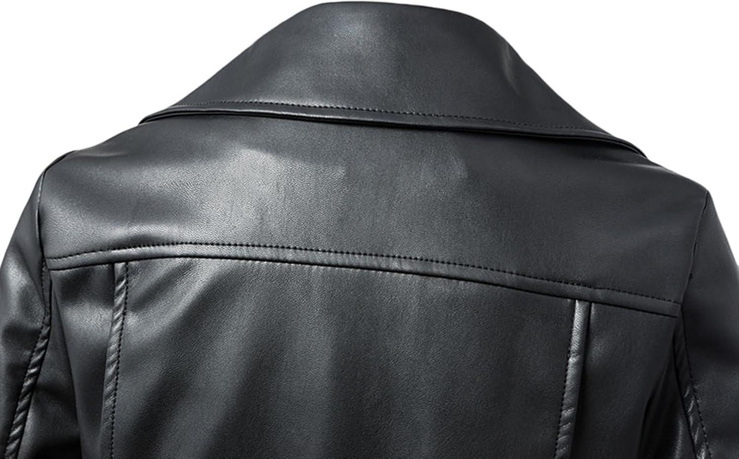 imageTanming Womens Faux Leather Moto Biker Short Coat JacketI Black2