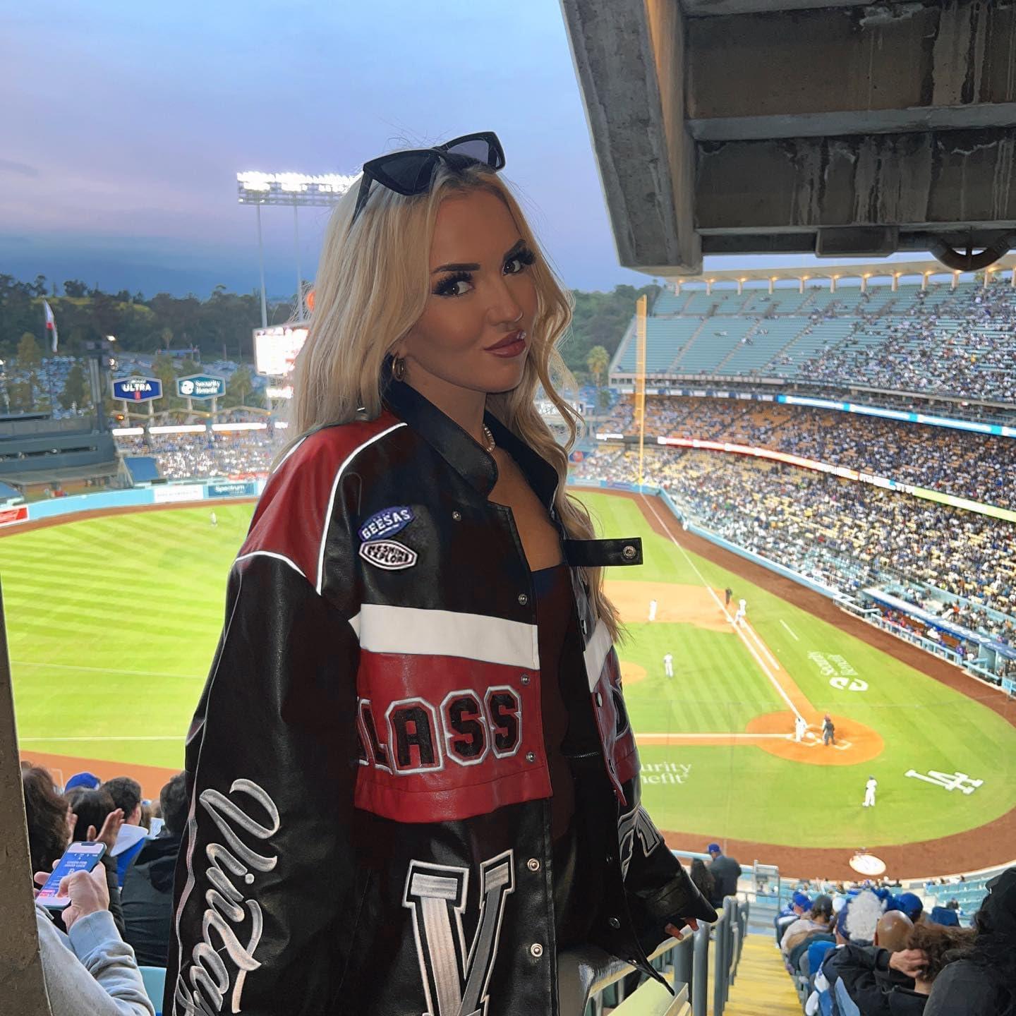 imageVamtac Leather Racing Varsity Jackets Oversized Vintage Letterman Racing Bomber Coat Trendy StreetwearRed