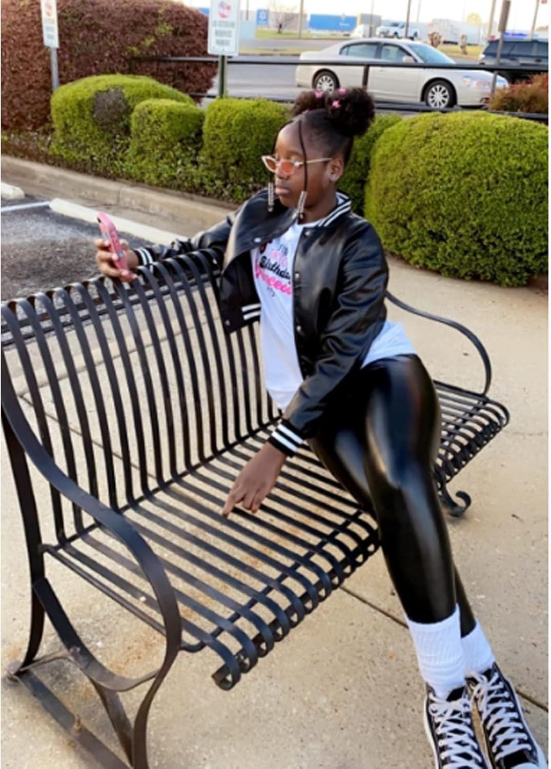 imageXaspee Varsity Bomber Jacket Women Causal Baseball Crop Top Letterman Faux Leather Snap Button Sports Outwear JacketsBlack