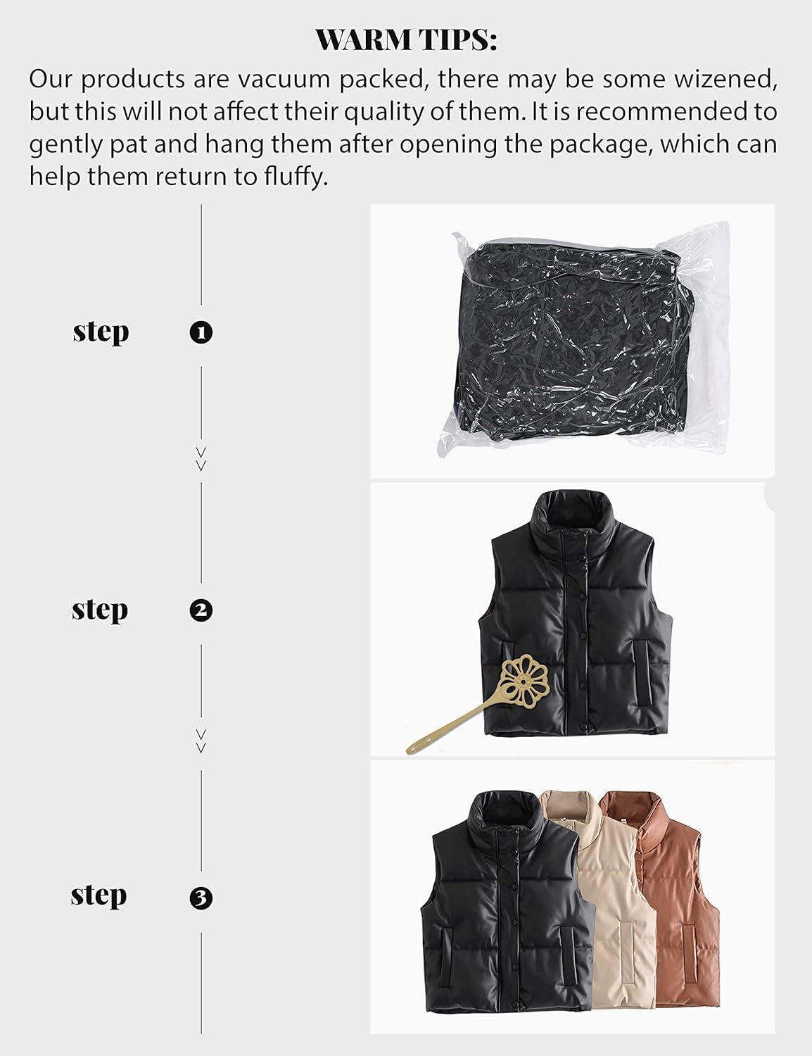 imageYidarer Womens Faux Leather Puffer Vest ZipUp Stand Collar Quilted Sleeveless Jacket Casual Fall Winter OuterwearCoffee