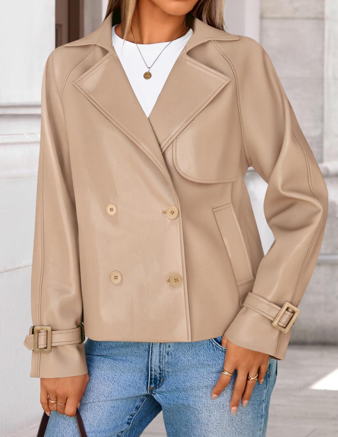 imageZESICA Womens Faux Leather Jackets Oversized Fall Fashion Button Motorcycle Coats Outwear 2026 Winter Outfits ClothesApricot