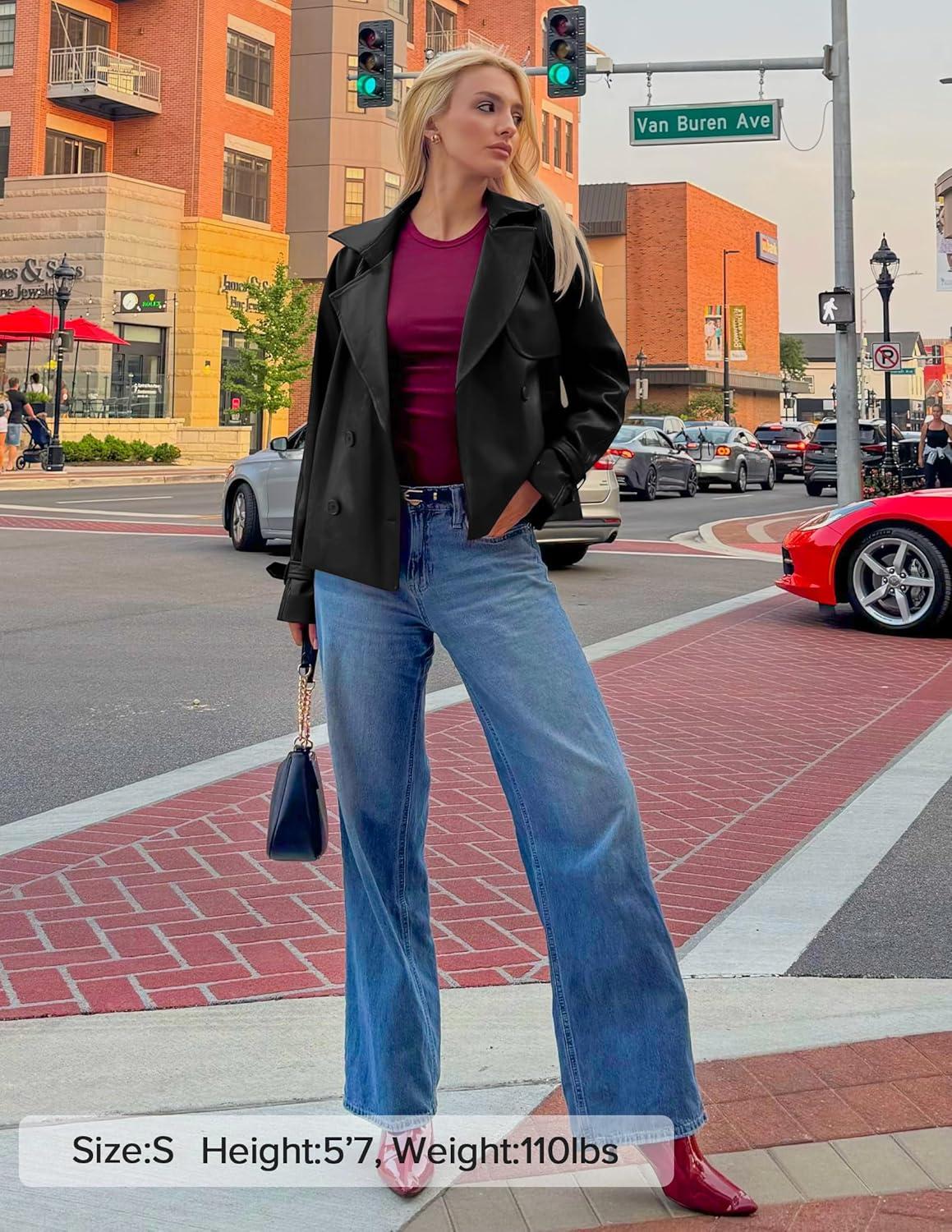 imageZESICA Womens Faux Leather Jackets Oversized Fall Fashion Button Motorcycle Coats Outwear 2026 Winter Outfits ClothesBlack