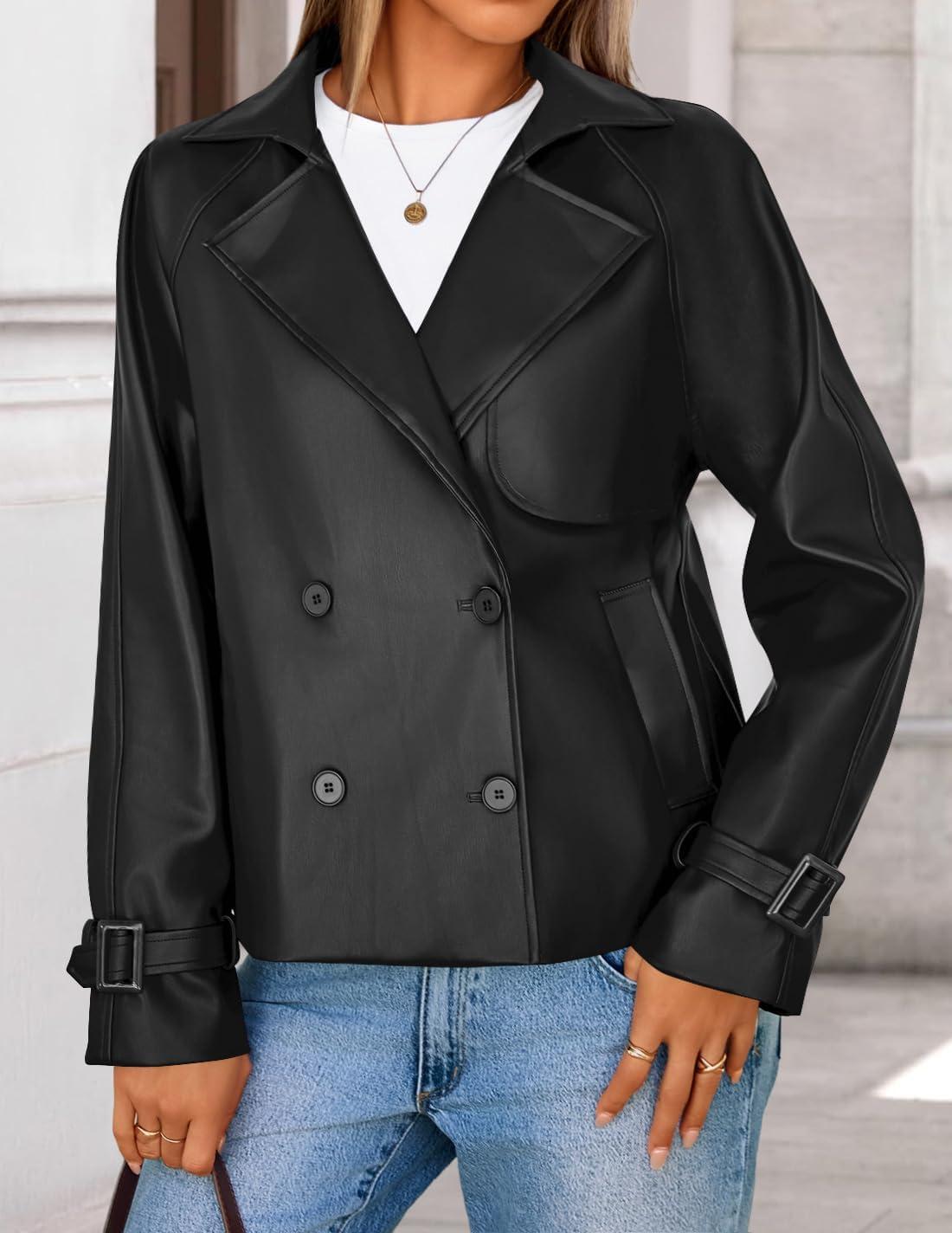 imageZESICA Womens Faux Leather Jackets Oversized Fall Fashion Button Motorcycle Coats Outwear 2026 Winter Outfits ClothesBlack