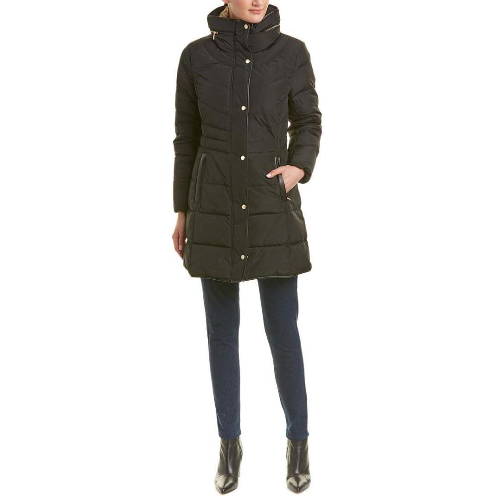 imageCole Haan womens Mid Length Down Coat With Bib FrontBlack
