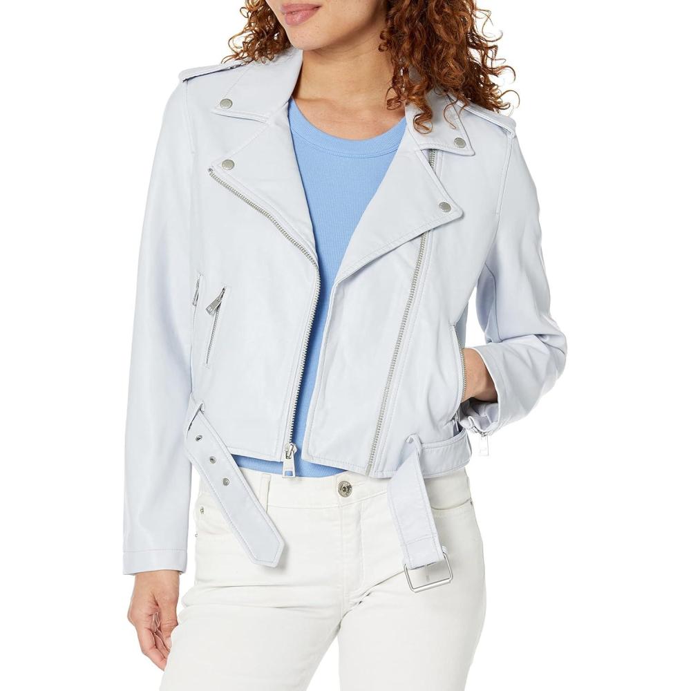 imageLevis Womens The Belted Faux Leather Moto Jacket Regular amp Plus SizeIce Blue