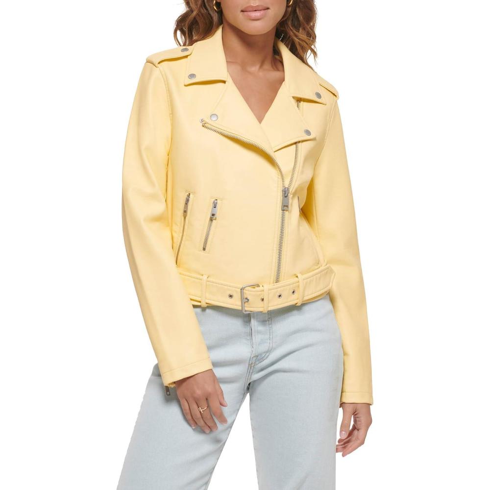 imageLevis Womens The Belted Faux Leather Moto Jacket Regular amp Plus SizePopcorn