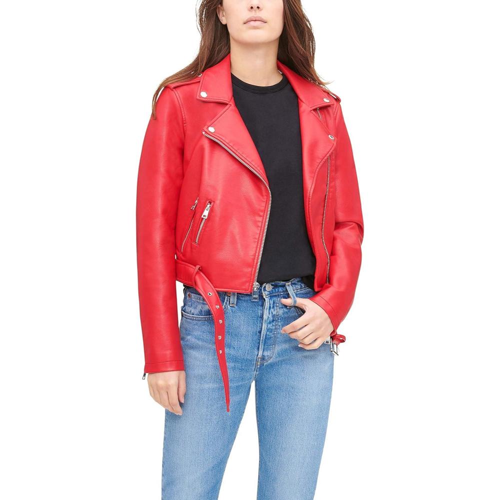 imageLevis Womens The Belted Faux Leather Moto Jacket Regular amp Plus SizeRed